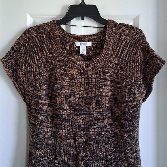 Style & Co Black & Brown Cable Knit Sweater Dress Women's Size S - Picture 3 of 12